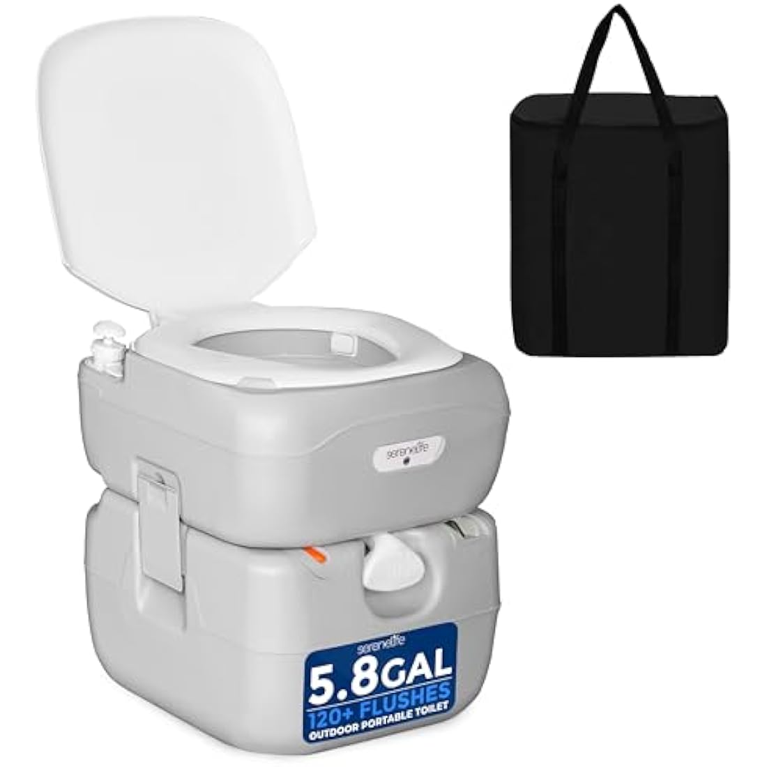 SereneLife Portable Toilet – 22L Camping Toilet, Leak-Proof Cassette Porta Potty with CHH Piston, Upgrade Waste Tank for RV, Indoor/Outdoor Use, White