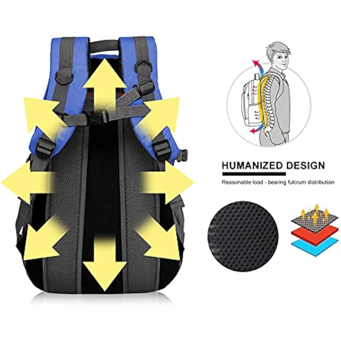 Besrina 40L Lightweight Hiking Backpack, Multi-functional Water-resistant Casual Camping Trekking Rucksack for Cycling Travel Climbing Mountaineer Outdoor Sport