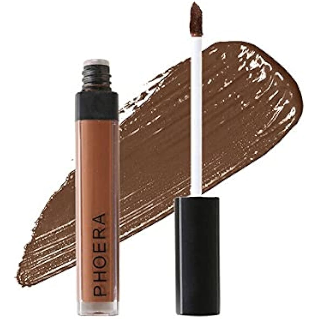 Phoera Full‑Coverage Matte Liquid Concealer – Waterproof, Oil‑Free Camouflage for Dark Circles, Acne Scars & Under‑Eye (110 - Dark Coffee)