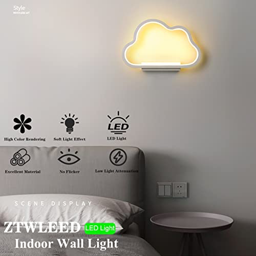 ZTWLEED 20W Indoor Wall Light,LED Wall Light Minimalist Design Cloud Shape,Warm White-Natural White-Cool White Tri-Color Adjustable,RA85,Children's