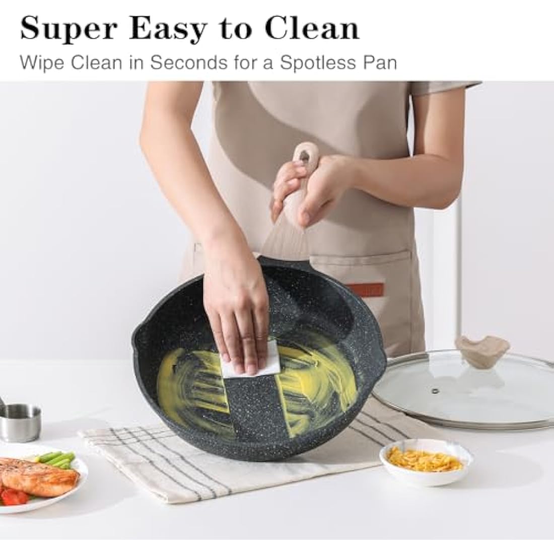 Kordisen Non Stick Frying Pans Skillet, 28 cm Granite Frying Pans Nonstick for Cooking, Healthy Induction Cookware, Heat Resistant Handle, PFOA Free