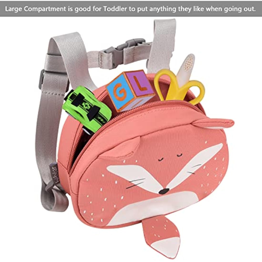 Bebamour Animal Toddler Backpack with Reins Mini Bag with Safety Leash for Children Portable Backpack Rucksack with Safety Harness for Boys and Girls, Orange
