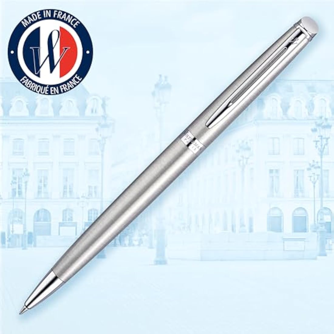 Waterman Hémisphère Ballpoint Pen | Stainless Steel with Chrome Trim | Medium Point | Blue Ink | Gift Box
