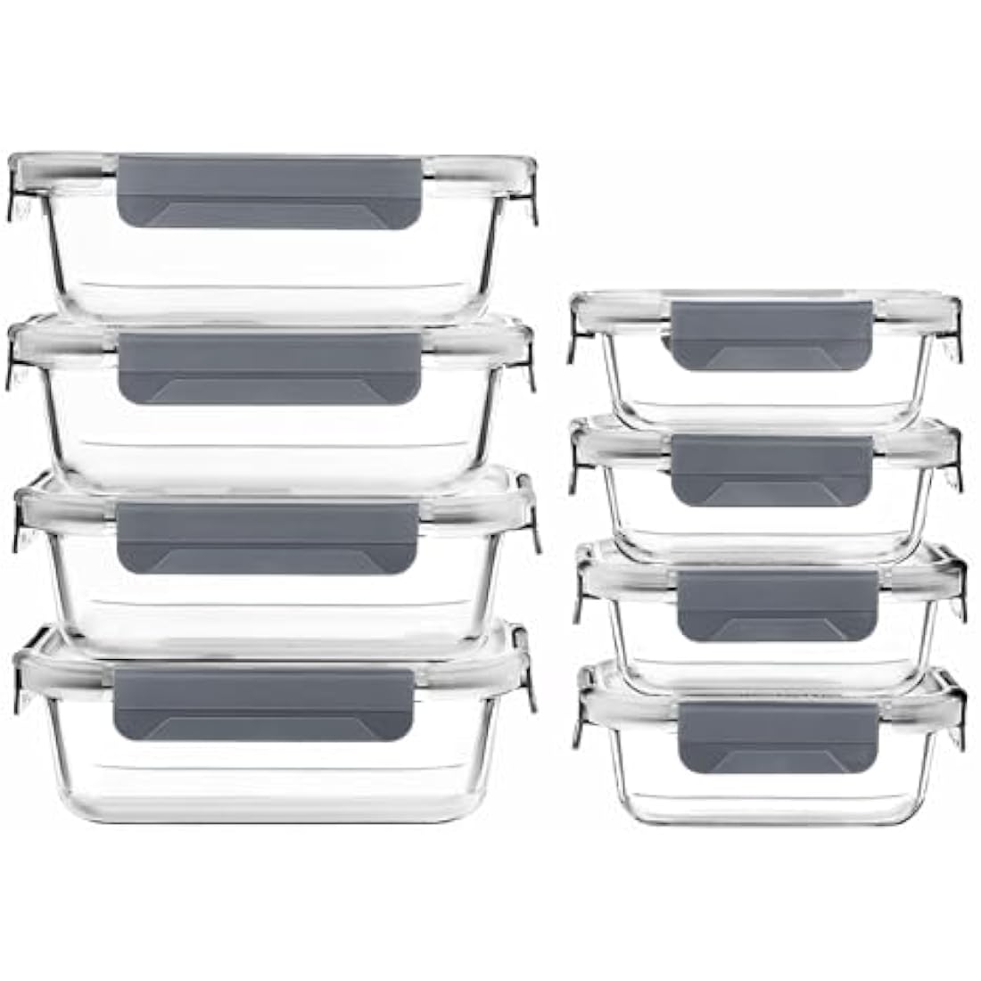 Vtopmart Glass Containers with Lids, 8 Pack Glass Meal Prep Containers, Lunch Box with BPA Free, Stackable, High Temperature Resistance, for Freezer, Camping