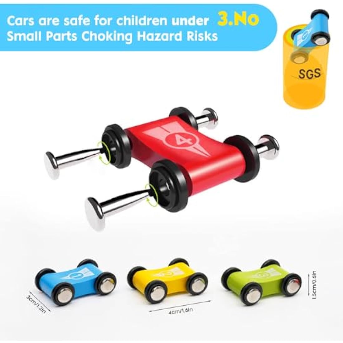 Wooden Car Ramp Toys|Zig Zag Cars Slide|Toddler Toys Wooden Race Track with 4 Wood Cars for 3 Year+ Old Boy Gifts