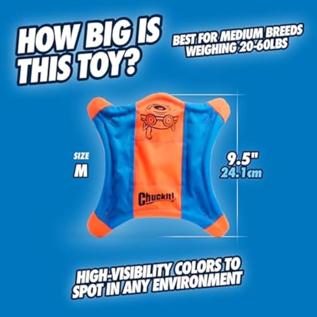 Chuckit! Flying Squirrel Dog Toy Floating Disc Frisbee Lightweight Interactive Tossing Fetch Toy For Dogs, Medium