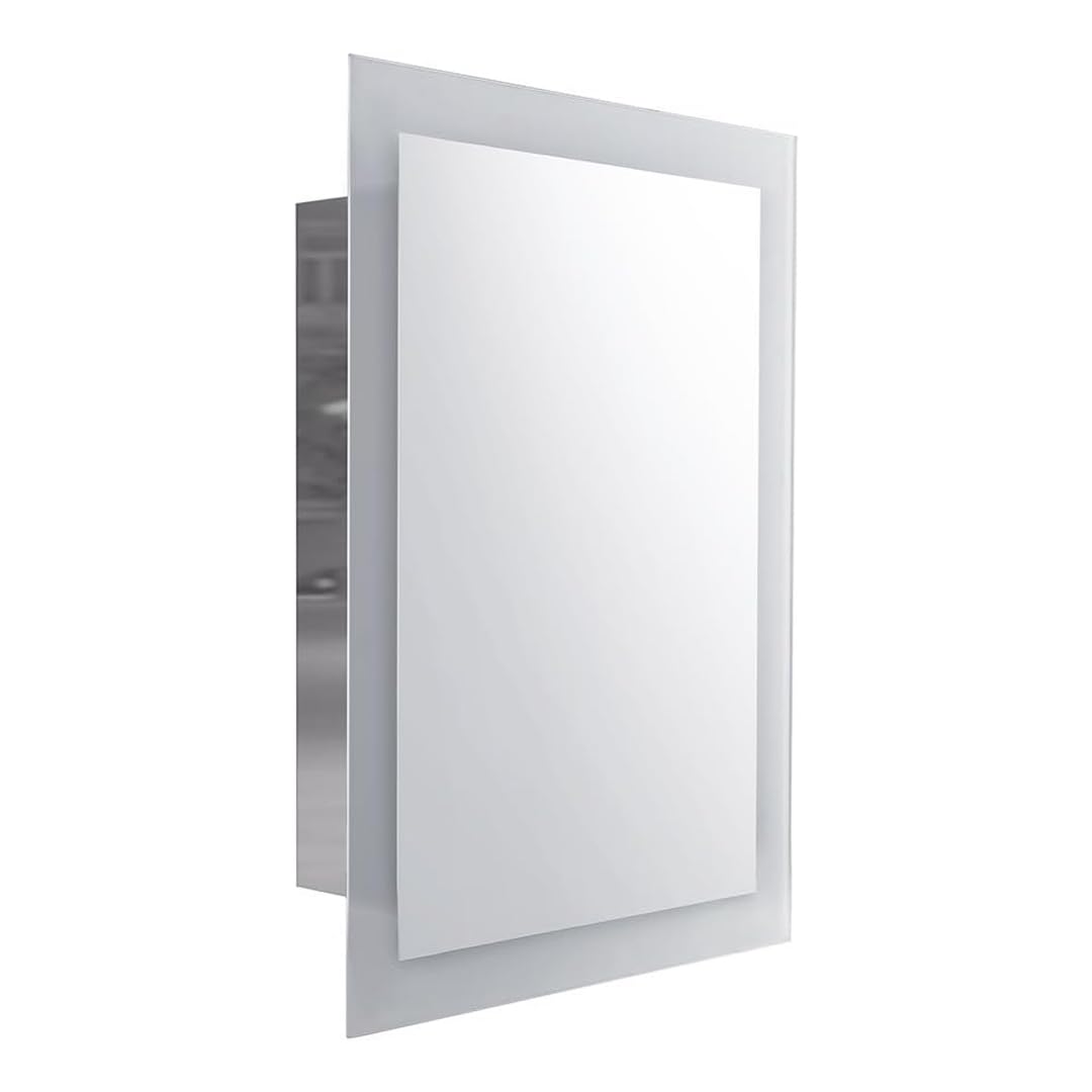 iBathUK Bristol Wall Mounted Mirror Cabinet with Sliding Door, Pre-Assembled Modern Bathroom Plain Mirror Storage Unit Internal Shelf with Portrait