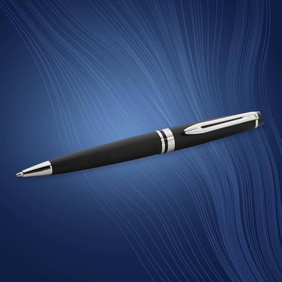 Waterman Expert Ballpoint Pen | Matte Black with Chrome Trim | Medium Tip | Blue Ink | Gift Box