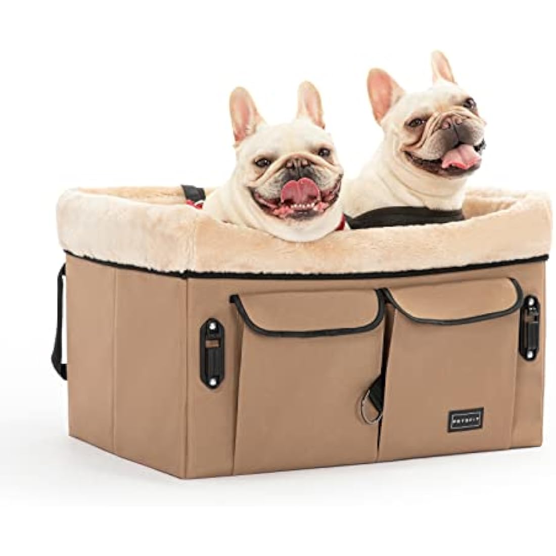 Petsfit Dog Car Seat Medium Sized Dog, with Patent Buckles, Washable Pad, Upgraded Booster Car Seat Up to 20 KG, Khaki