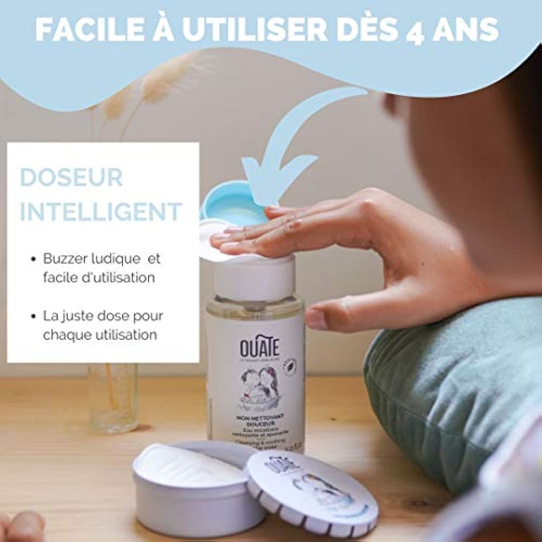 OUATE - Mes Soins à Bisous - Coffret Découverte Soin Visage pour Enfant (Mixte) - 4-6 Ans - 1 Soin Hydratant 30 ml + 1 Nettoyant Visage 150 ml - Formules Vegan - Made in France *#