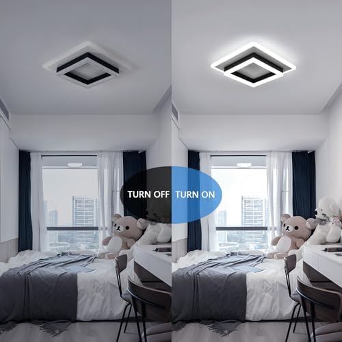 Comely Modern LED Ceiling Lights, 30W 3300LM Super Bright Square LED Ceiling Light, Acrylic Ceiling Lamp for Living Room Kitchen Bedroom Hallway Balcony, Cool Light 6500K
