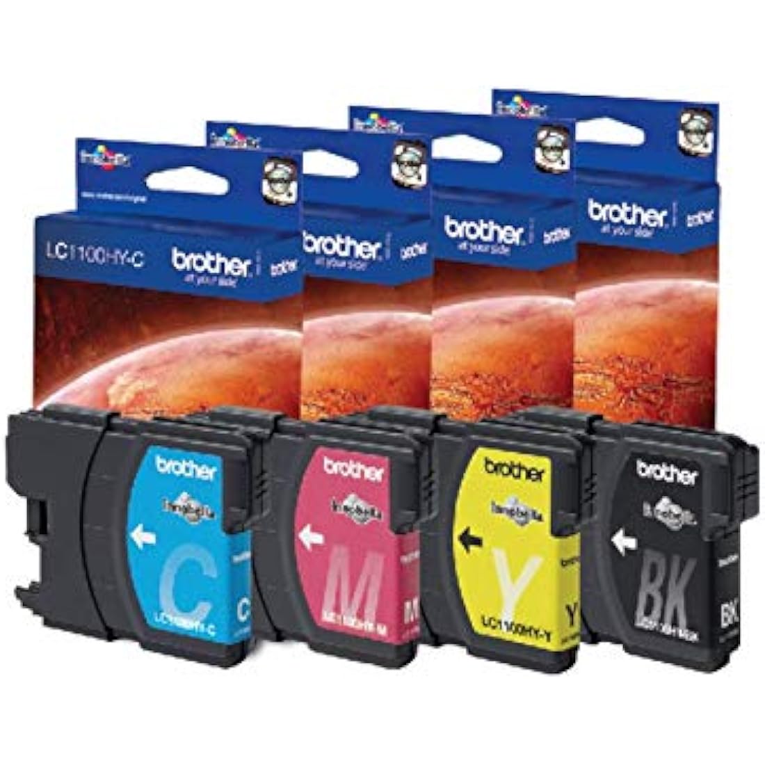 Brother LC-1100HYBK/LC-1100HYC/LC-1100HYM/LC-1100HYY Inkjet Cartridge, Black/Cyan/Magenta/Yellow, Multi-Pack, High Yield, Includes 4 x Inkjet Cartridges, Brother Genuine Supplies