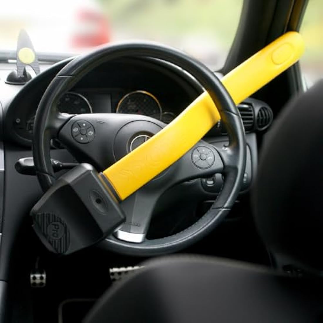 Stoplock 'Pro' Car Steering Wheel Lock W/Keys HG 149-00 - Anti-Theft Security Device - Vehicle Crime Prevention, Black and Yellow (Pack of 1)