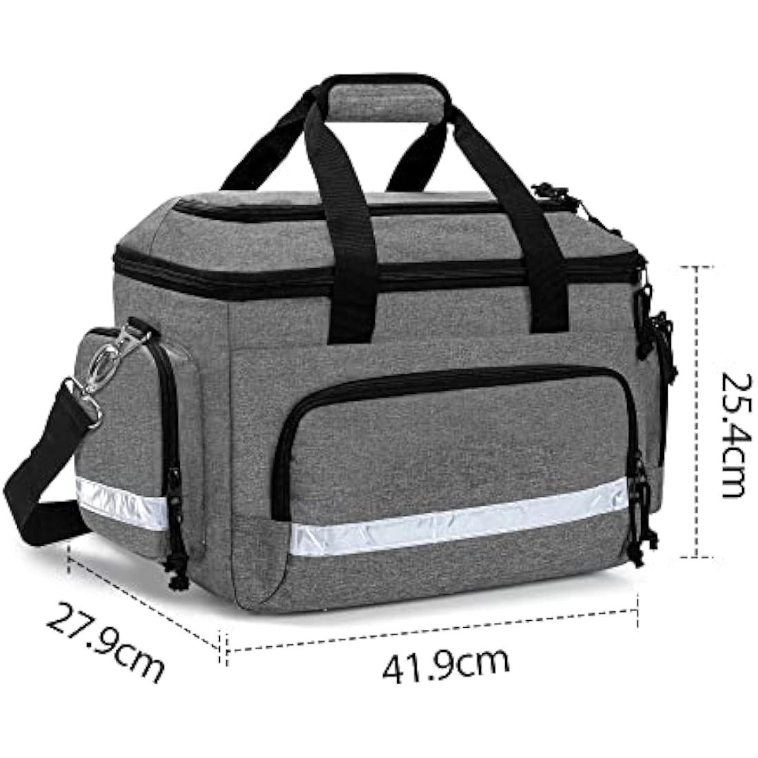 Damero First Responder Bag Empty, Medical Emergency Trauma Bag with Detachable Dividers for EMT, Nurses, Tactical Medics, Home Care, Gray