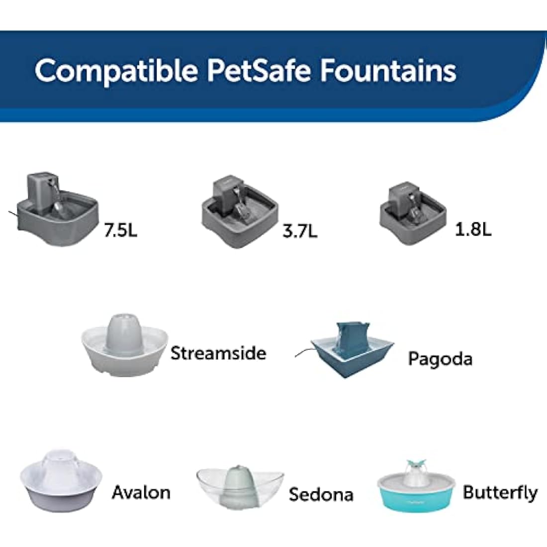 PetSafe Drinkwell Carbon Replacement Filters, Keeps Water Clean & Fresh, Compatible with Multiple PetSafe Fountains, 4 pack, White