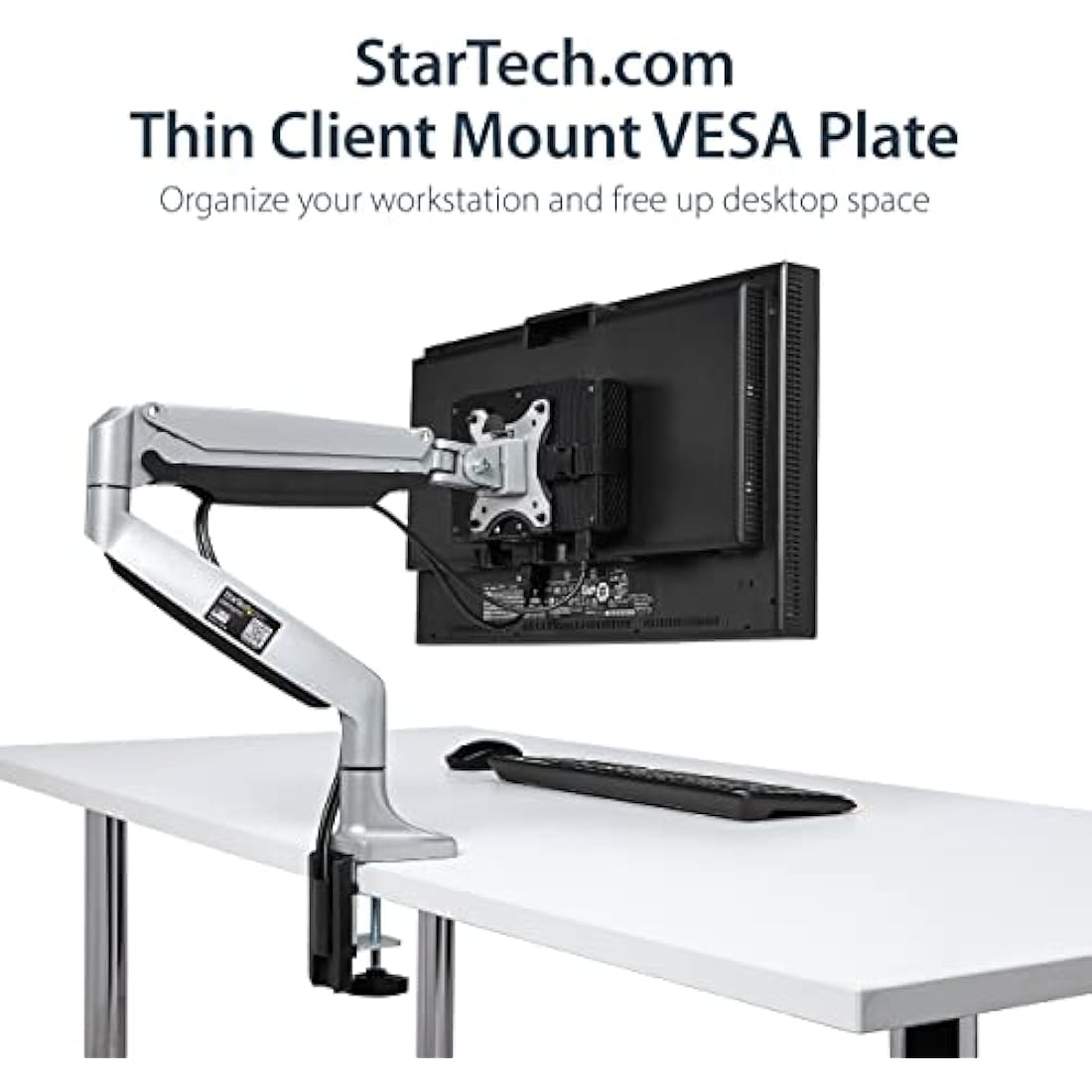 StarTech.com Thin Client Mount - Mini PC VESA Mount - Adjustable .7 to 2.8" - Under Desk Computer Mount - Mac Mini Monitor Mount (ACCSMNT), Black