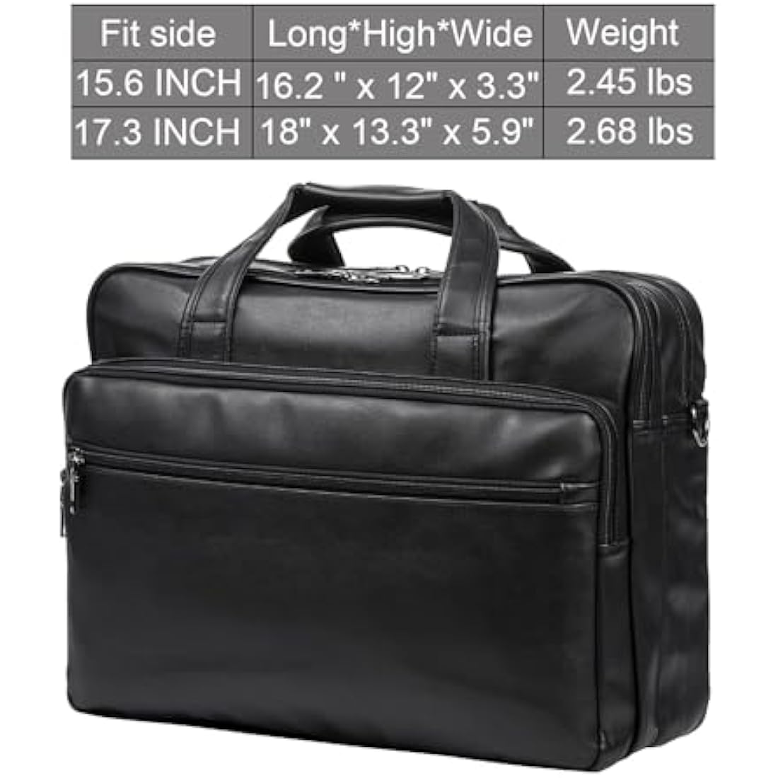 seyfocnia Leather Laptop Bag, Men's 15.6 Inche Messenger Briefcase Business Satchel Computer Handbag Shoulder Bag Fits 15.6 Inch Laptop Computer (Black)