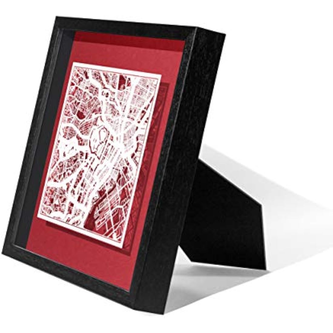 O3 DESIGN STUDIO Tokyo Marco de Papel para mapas, White map, Black frame, 9x9 inches, Gift Boxed, 4 background color, self-changing, Paper Art