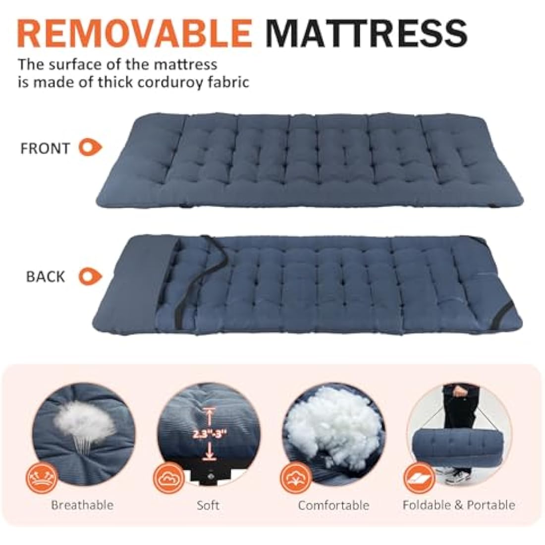 ATORPOK SHOP Camp Beds for Adults with Cushion, Portable Tent Comfortable Travel Camping Cot for Sleeping, cot with Carry Bag Supports 450 lbs (Blue)