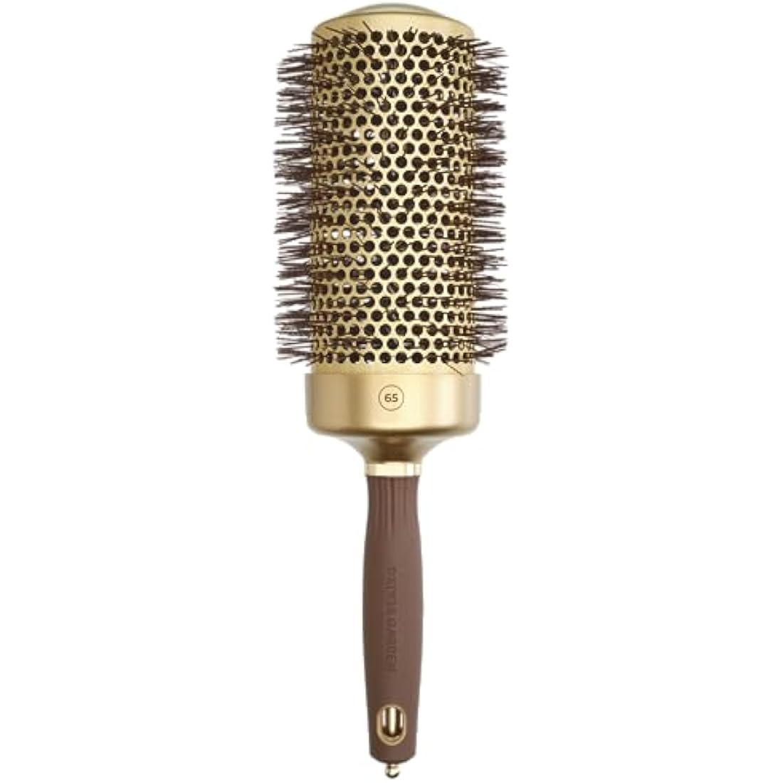 Olivia Garden Expert Blowout Speed – Gold & Brown - 65 - Ceramic Coated Round Brush with Extra Long Barrel for 25% Faster Blowouts