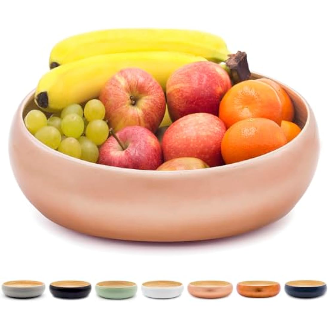 Dehaus® Large Stylish Bamboo Fruit Bowl - 30cm, Rose Gold - Wooden Salad Serving Bowl - Fruit Basket for Kitchen or Bread Basket - Table Centrepiece Decoration - Home & Kitchen Tableware Accessories