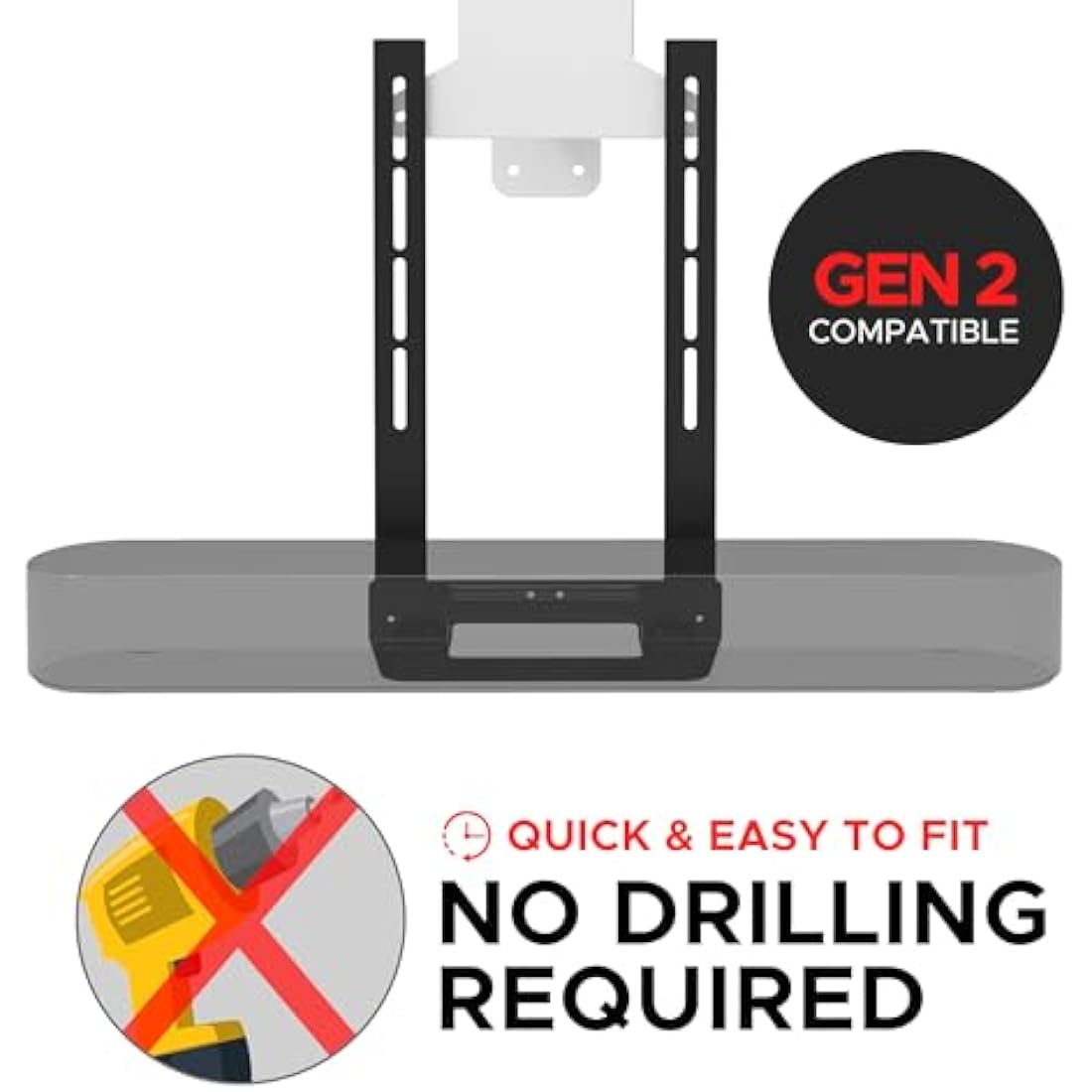 Sound bass Beam TV Mount, Compatible with Generation 1 & 2 Sonos Beam Mounting Bracket for TV, Black, Full Hardware Kit Included, Beam Soundbar
