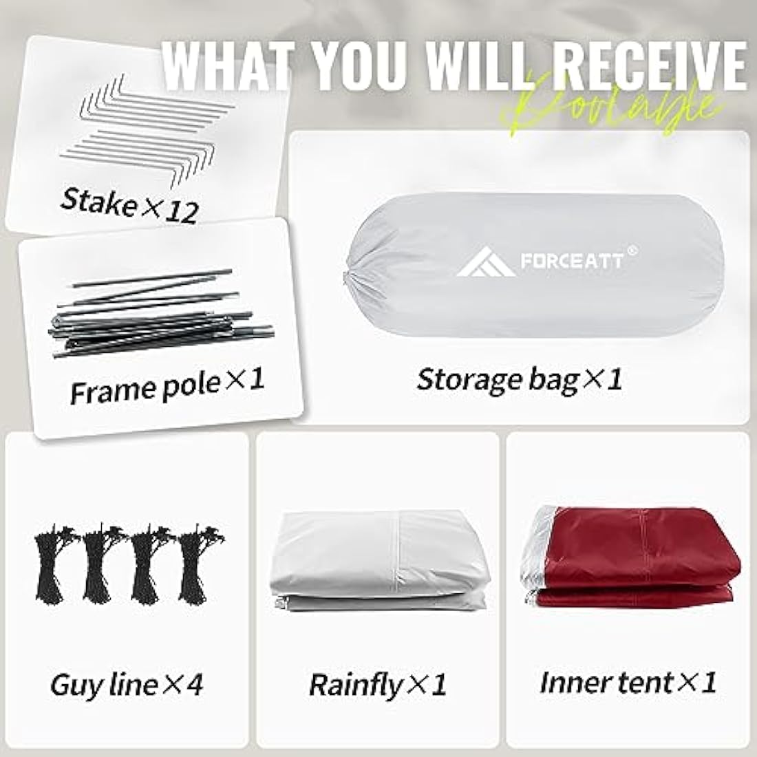 Forceatt Camping Tent,2-3 Man Tent for Outdoor PU3000mm Waterproof Tent Lightweight & Portable easy set up for Hiking Backping Eurohike