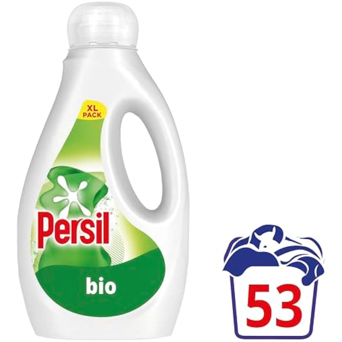 Persil Bio Laundry Washing Liquid Detergent 1st time removal of tough stains outstanding stain removal in quick & cold washes 53 washes (1.431 L)
