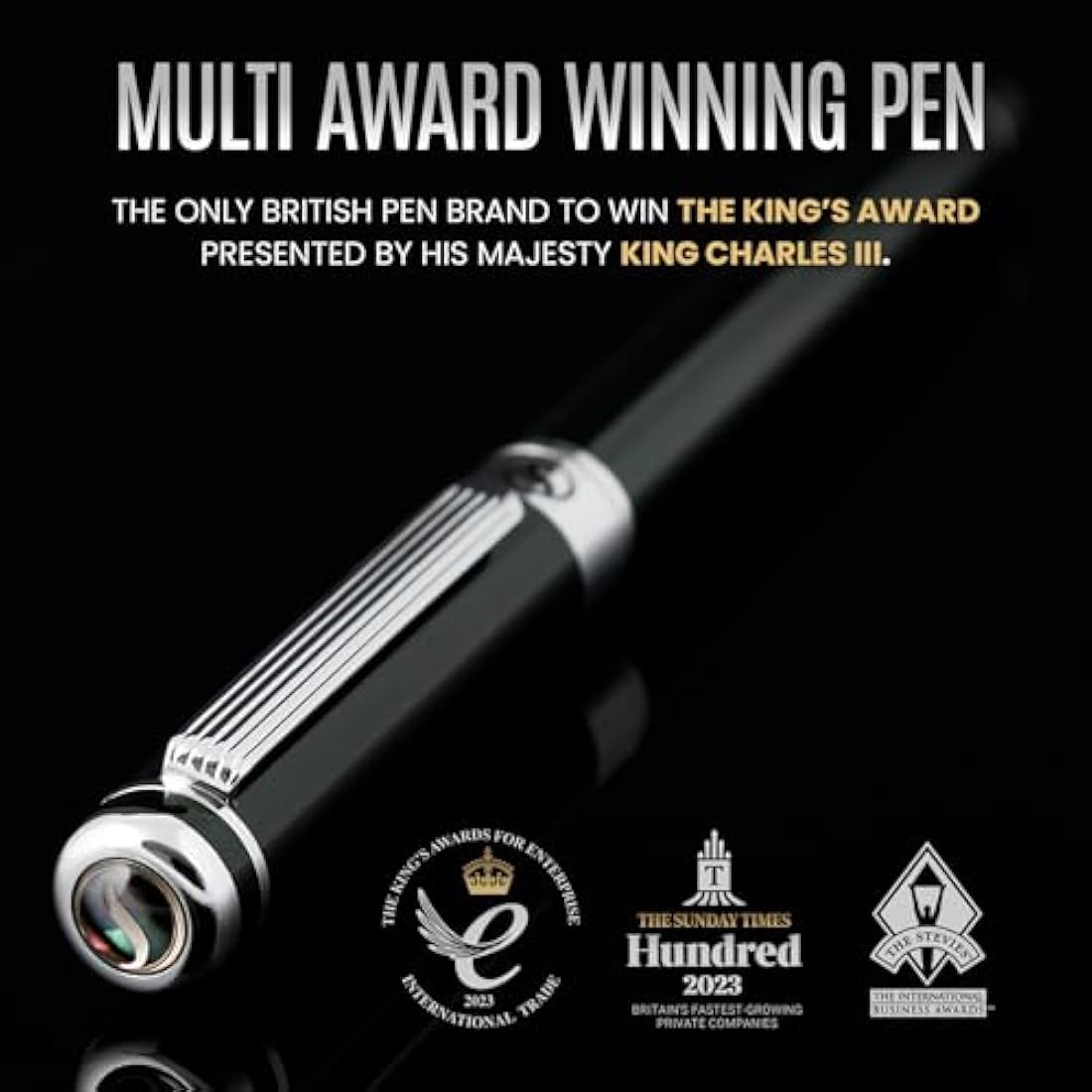 Scriveiner Black Green Rollerball Pen - Multi Award Winning Luxury Rollerball with Chrome Trim & Schmidt Refill, Quality Executive Writing Pen for the Office, Journaling or Gift Set for Men & Women