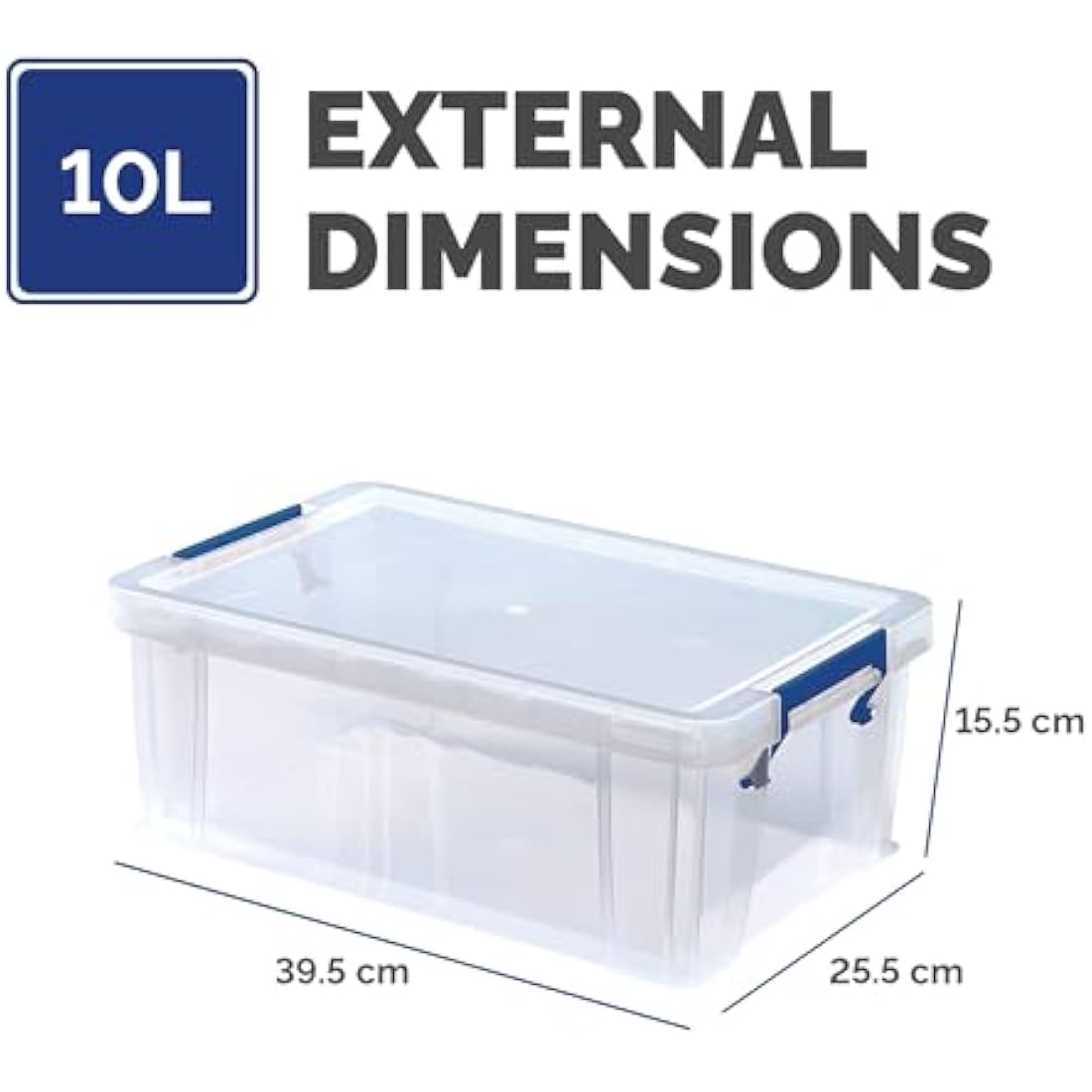 BANKERS BOX 10L Plastic Storage Boxes with Lids. ProStore Super Strong Plastic Storage Boxes (14 x 34 x 21.5cm), Made in the UK, Clear