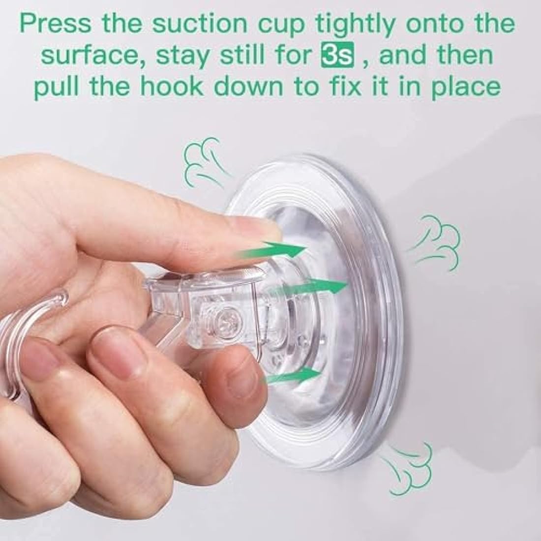 GlobaLink Suction Hooks, Clear Reusable Heavy Duty 3KG Vacuum Suction Cup Hooks, Plastic Suction Hanger Vacuum Seamless Sucker Hook for Bathroom Kitchen Window Bags Coats Xmas Wreath, 2 Pack