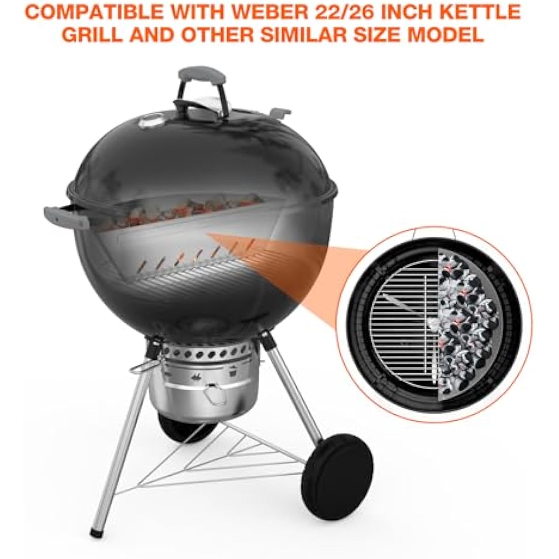 onlyfire Stainless Steel BBQ Charcoal Basket, Large Charcoal Briquet/Charcoal Fuel Holder for Weber 57/67 cm Kettle Grill