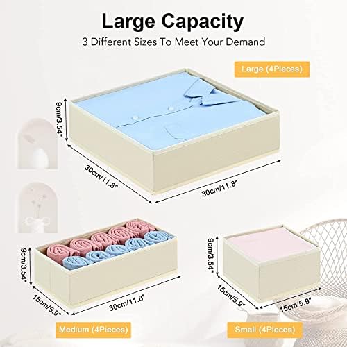 DIMJ 12 Pack Drawer Organisers Foldable Storage Box Fabric Draw Dividers