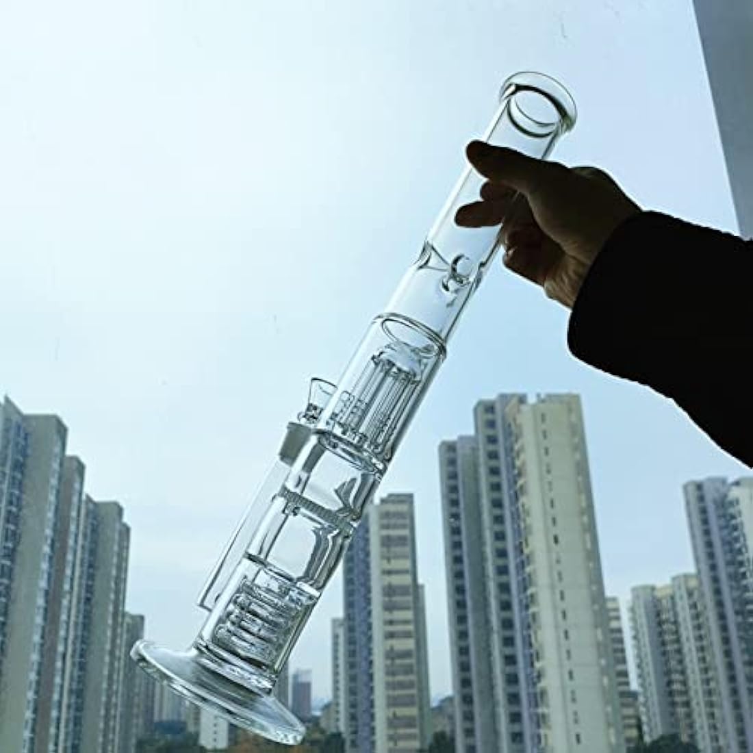 RORA 17" Glass Bong 18.8mm Big Glass Bongs Water Pipe 3 Honeycomb Perc Birdcage Clear Pipe Tube with 18 mm Joint Slide Bowl (Clear)