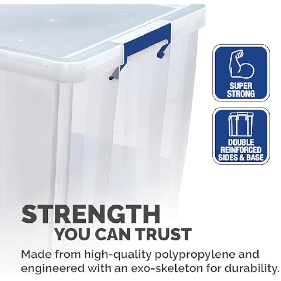 BANKERS BOX 70L Plastic Storage Box with Lids, ProStore Super Strong Stackable Plastic Storage Boxes (30 x 48 x 38.5cm), Clear