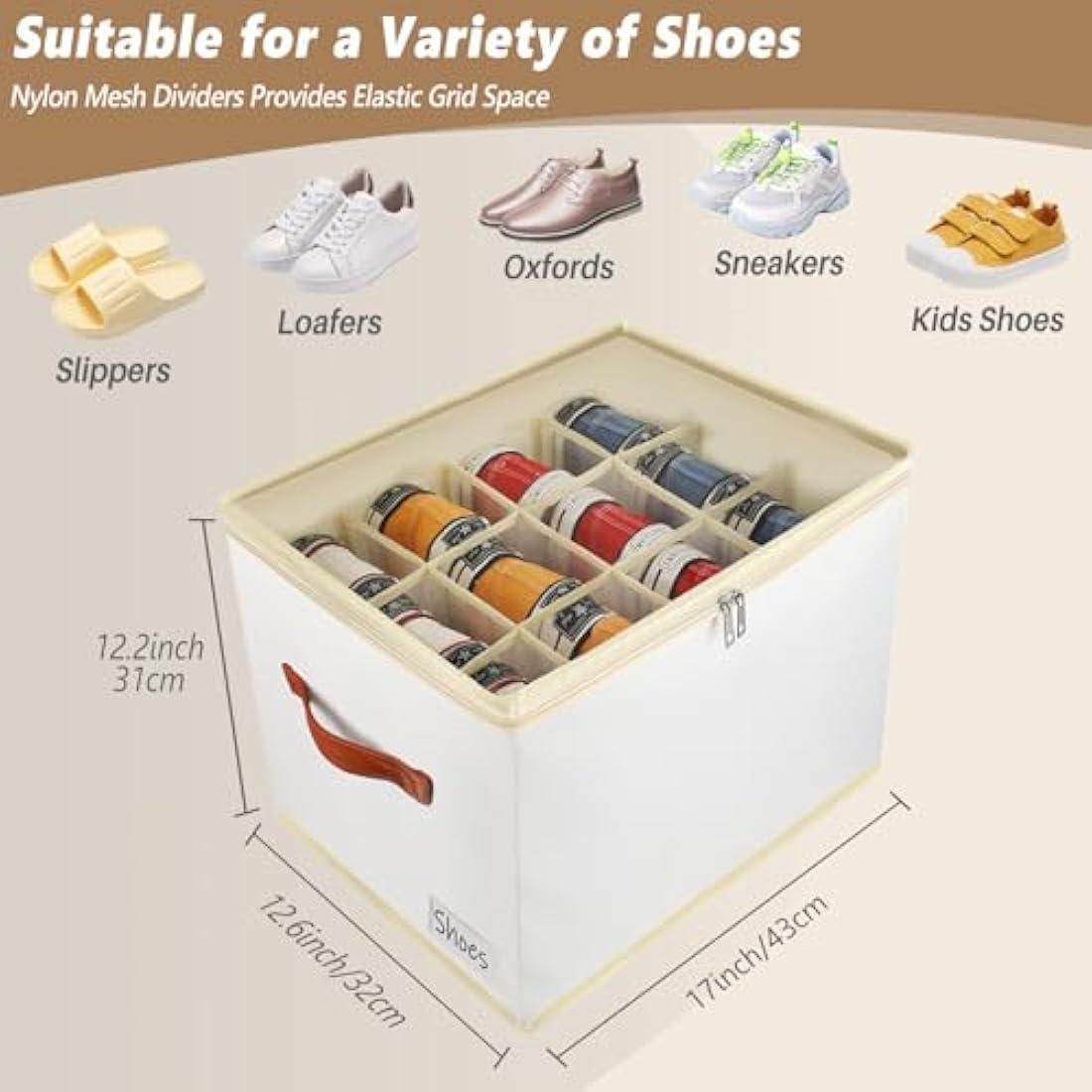 Patinao 2 Pack Shoe Storage Box Organiser for Closet - 24 Cell Space Saver Shoes Containers Bin with Clear Lids Stackable, Can Fit Ottoman, Foldable Shoe Rack Cabinet Cubby for Wardrobe