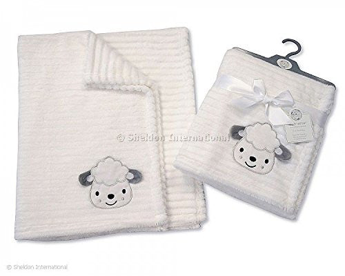 White ribbed supersoft 3d Baby Wrap - Sheep