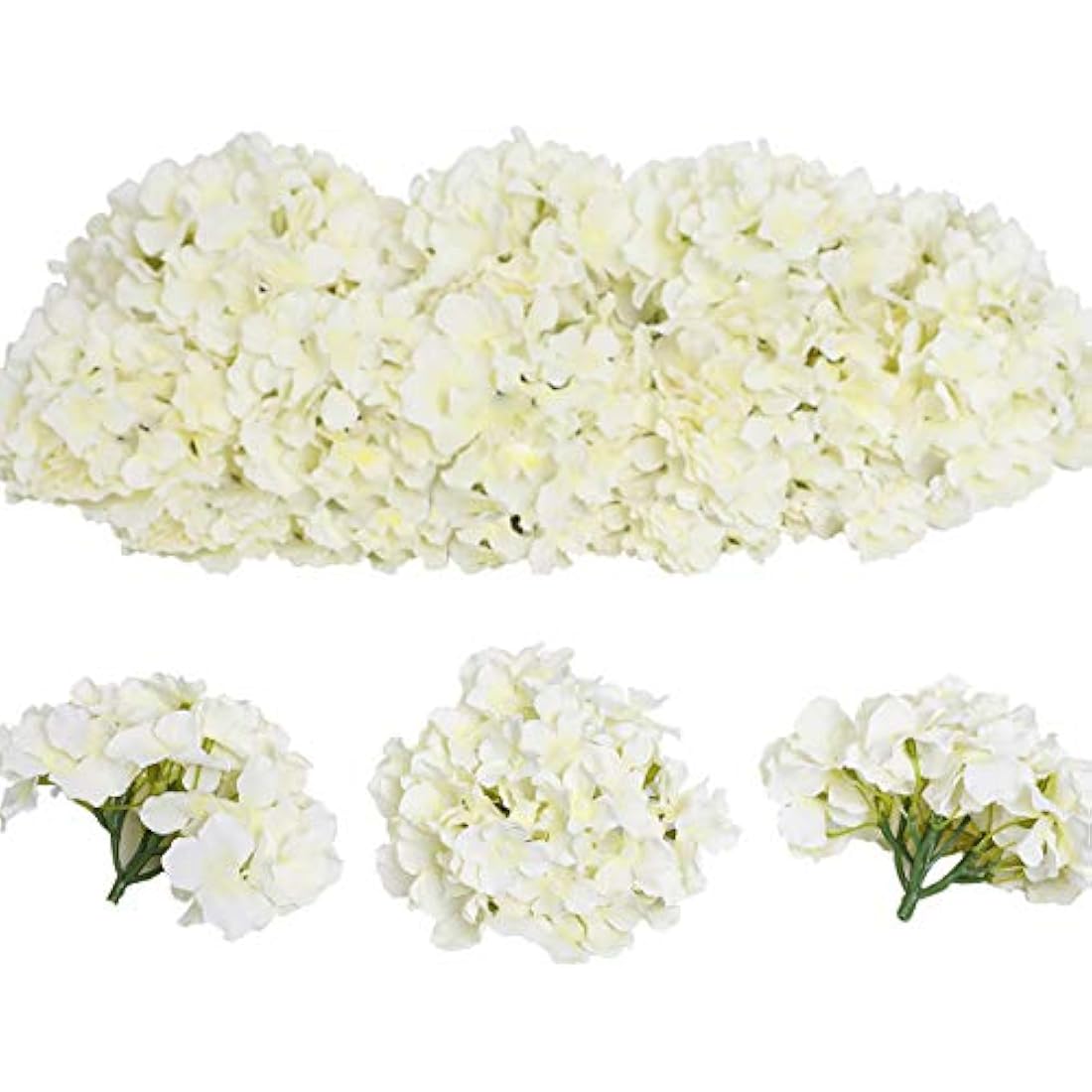 Tifuly 12Pcs Artificial Hydrangeas, Realistic Silk Hydrangeas Flower Heads with Stems Fake Flowers for Wedding Bridal Bouquets, Home Office Party Decor, Floral Arrangements, Centerpiece(Cream White)