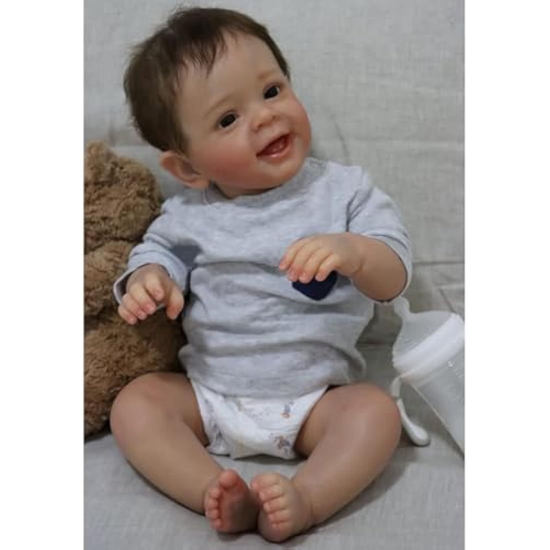 ZIYIUI Reborn Baby Doll Girl 18 inch 48cm Handmade Soft Silicone Lifelike Blue Eyes Newborn Girl Toy Doll That Look Real Child's Vinyl Birthday Gift