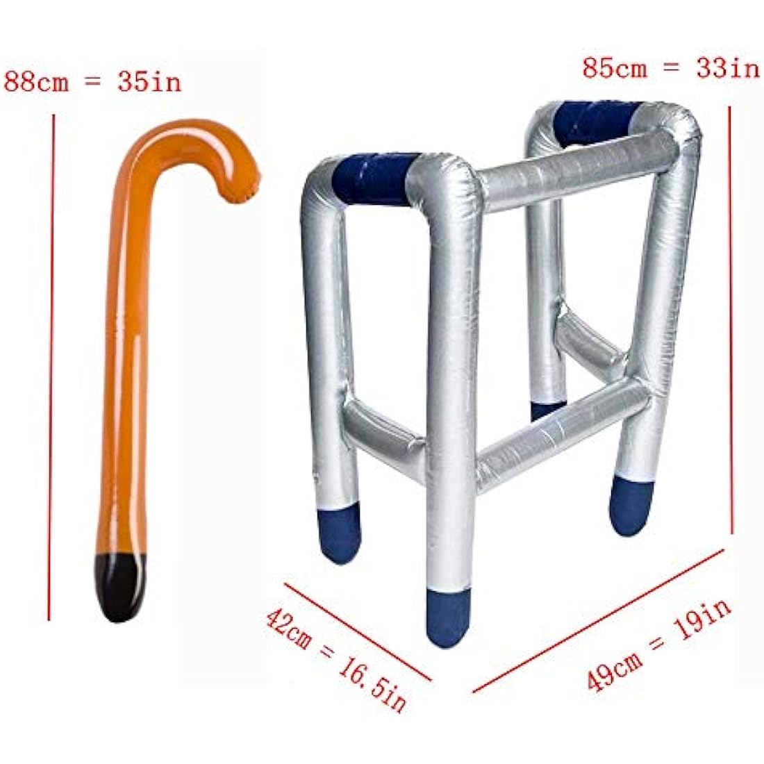 JZK Inflatable Zimmer frame walking stick toy, joke present for 50th 60th 70th 80th 90th birthday party fun gift retirement party decorations accessory