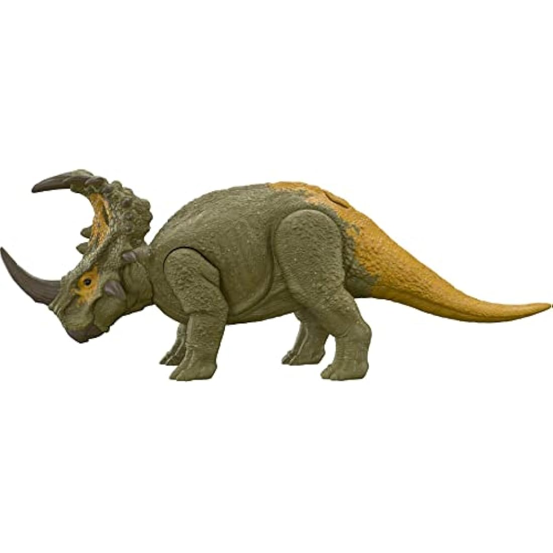 Jurassic World Dominion Roar Strikers Sinoceratops Dinosaur Action Figure, Roaring Sound and Head Ram Attack, Physical and Digital Play, 4 Years and Up