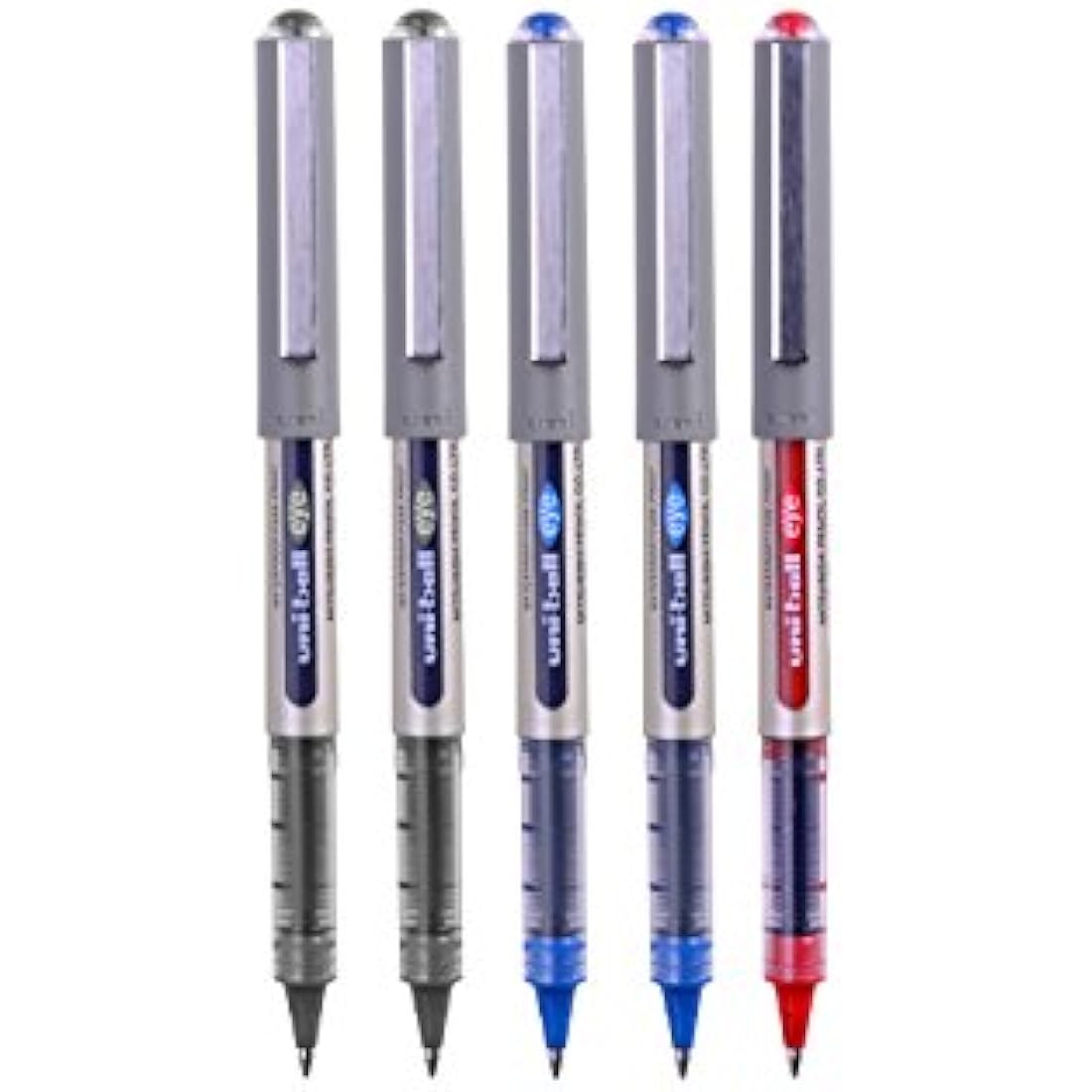 uni-ball UB-157 Eye Rollerball Pens. Premium Fine 0.7mm Ballpoint Tip for Super Smooth Handwriting, Drawing, Art, Crafts and Colouring. Fade and Water Resistant Liquid Uni Super Ink. 5 Pack Assorted