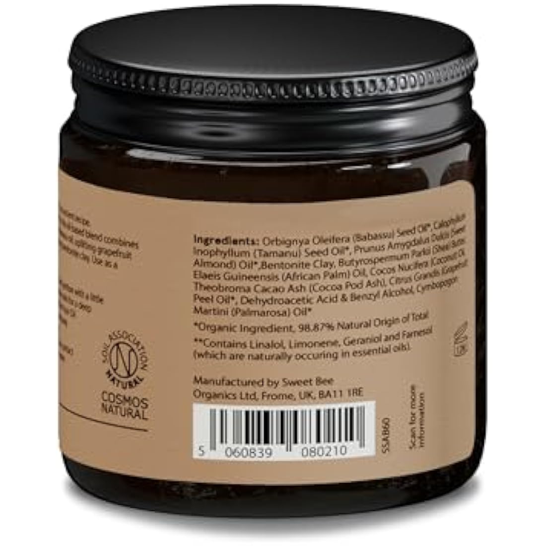 Sweet Bee African Black Soap Face Wash - Clarifying Acne Face Wash for Clear & Radiant Skin - Deep Cleansing Face & Body Exfoliator for Even Skin Tone - Skin Sensitive Body Wash with Sweet Almond Oil