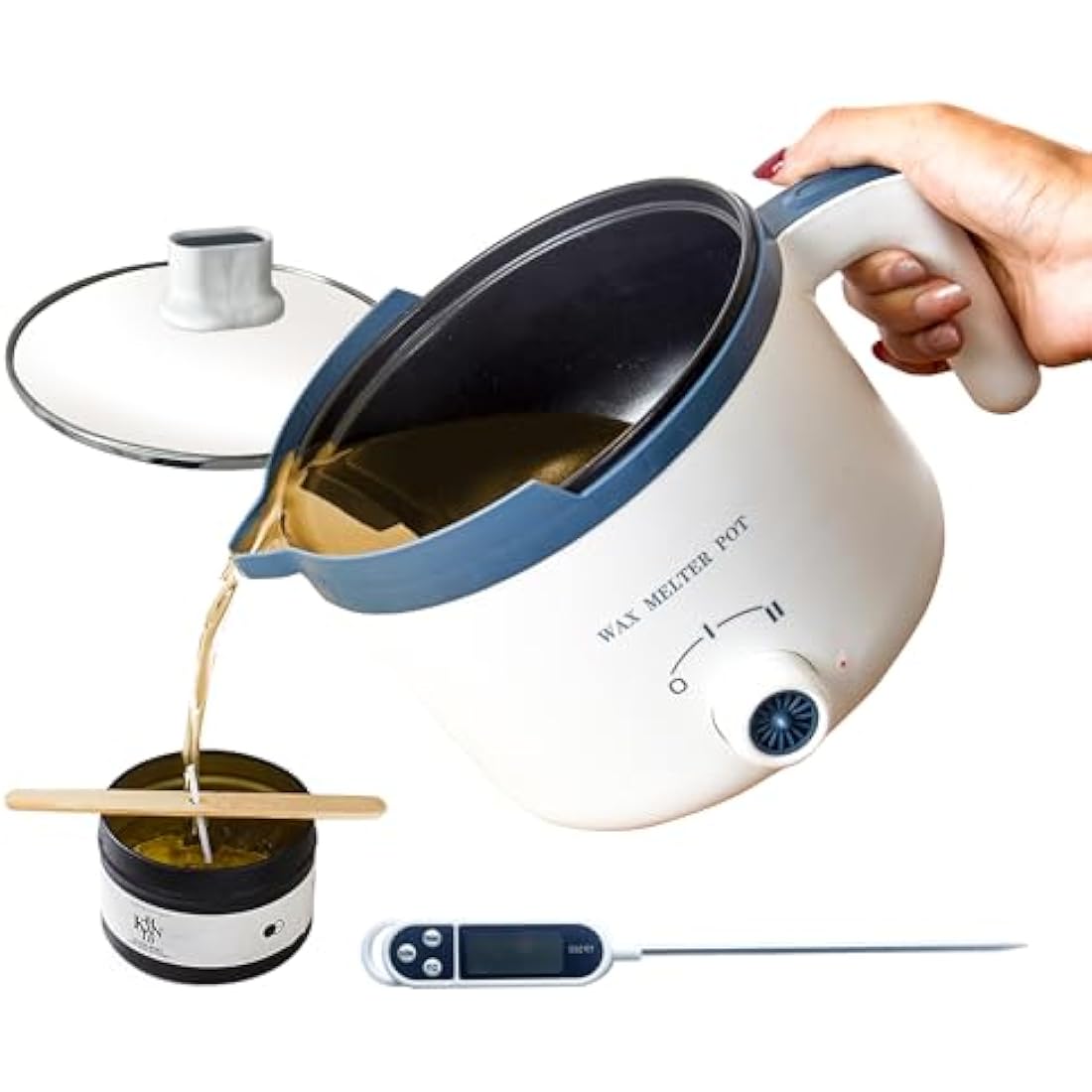 LINGQIAN Wax Melter for Candle Making with Thermometer, Electric Candle Wax Melting Pot with Spout, Double Boiler Candle Making Crock Pot with Measurements