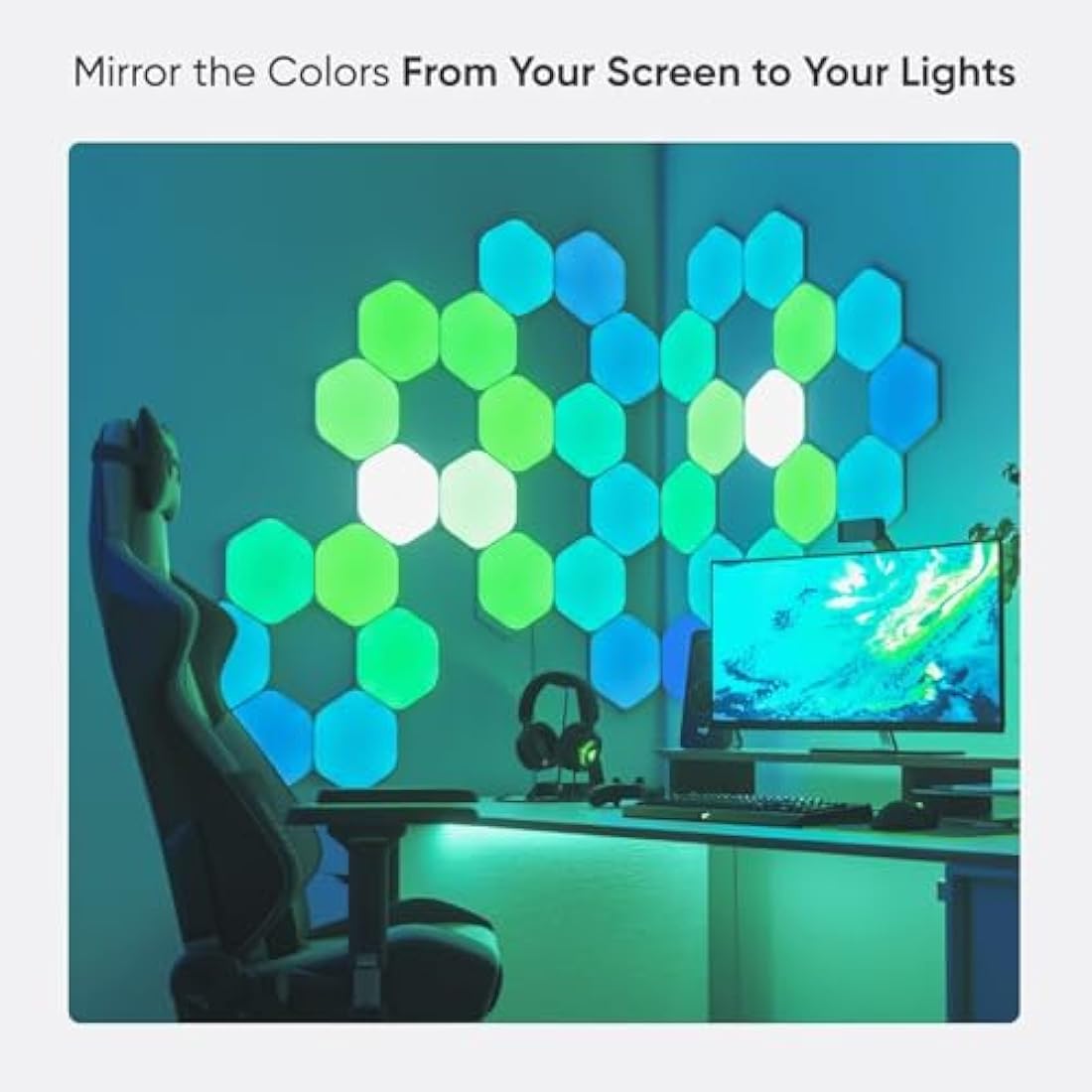 Nanoleaf Shapes Hexagon Starter Kit, 9 LED Smart Light Panels - Dimmable & Modular Wi-Fi Wall Mood Lights, Works with Alexa Google Assistant Apple Homekit, for House Room Decor or Desk
