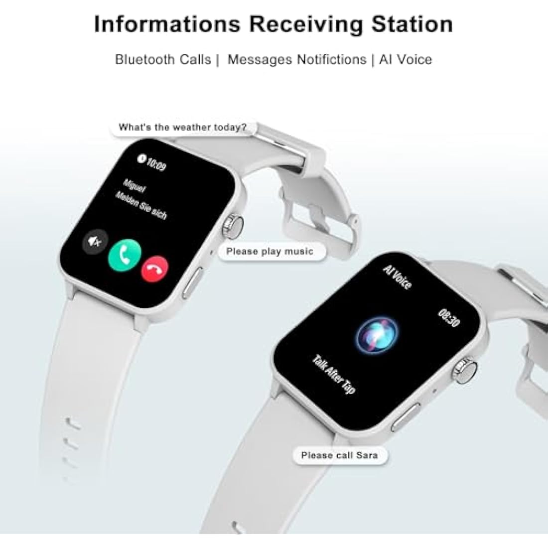 Blackview Smart Watch for Men Women - Answer/Make Call & AI Voice, 1.91" Fitness Watch with Flashlight/Heart Rate/SpO2/Sleep/Stress, 100+ Sports Activity Tracker, Step Counter Watch for Android iOS