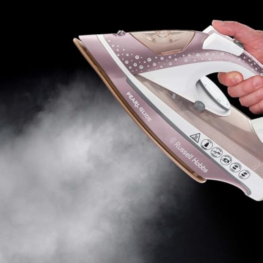 Russell Hobbs Pearl Glide Steam Iron, Pearl Infused Ceramic Soleplate for smoother glide, 315ml Water Tank, 150g Steam Shot, 40g Continuous steam, Anti-drip & Anti-calc function, 2m Cord, 2600W, 23972