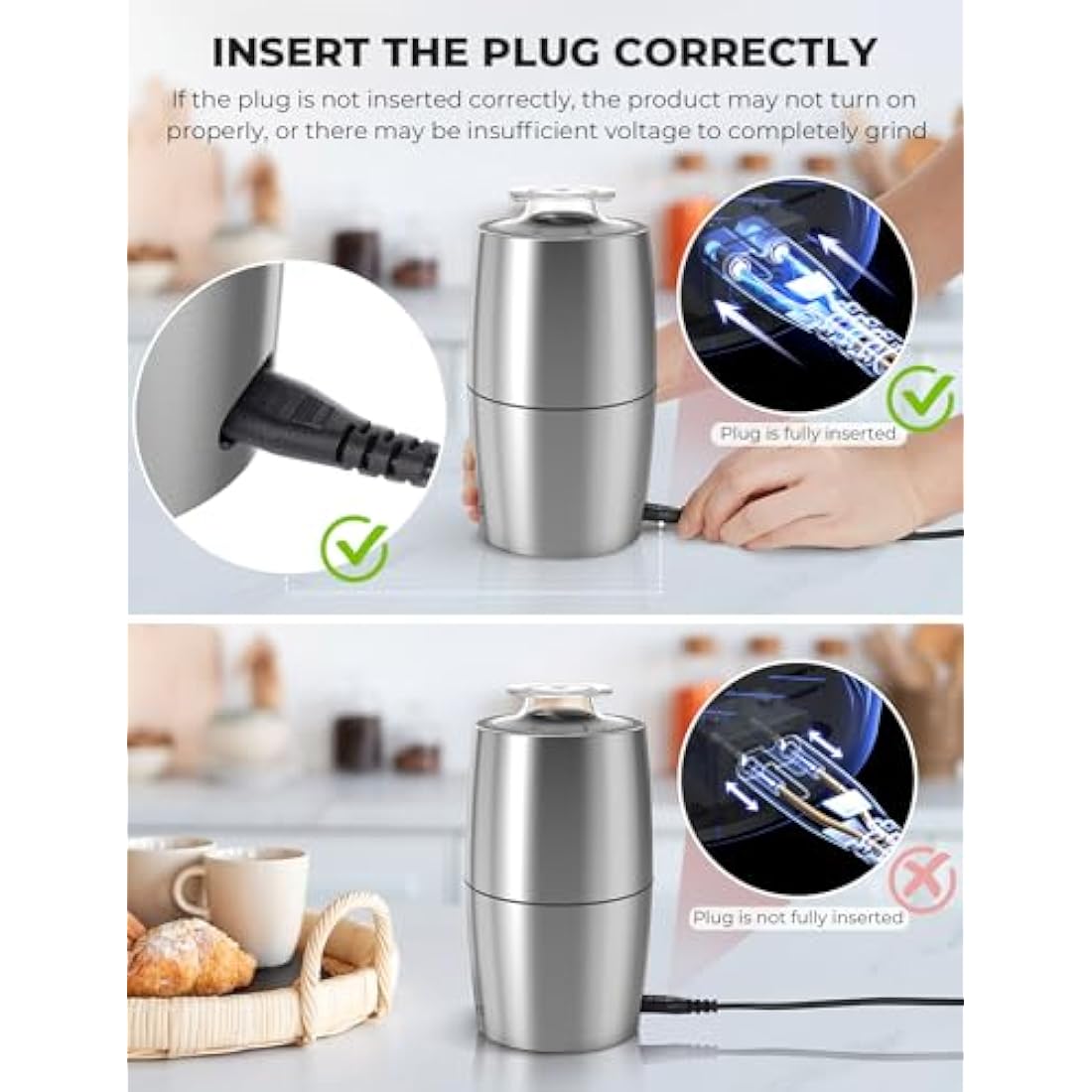 KYG Electric Coffee Grinder - Stainless Steel 300W Motor, 70g Capacity, Low Noise 45dB for Coffee Beans, Spices, etc