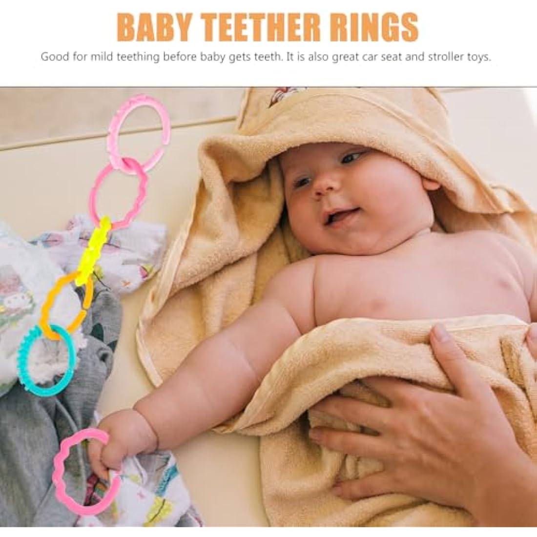 YeahiBaby 24pcs Baby Teether Ring Link Rings Toys Infant Links Rattle Strollers Crib Travel Toys