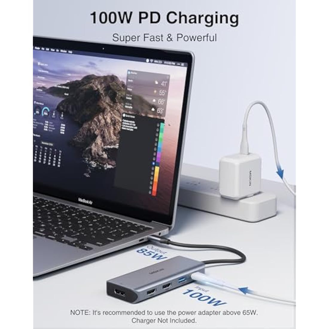 Laptop Docking Station, USB C Dual HDMI Adapter, 9 IN 1 USB C Dual Monitor Docking Station with 2 HDMI, DisplayPort, 3 USB, 100W PD, SD/TF for MacBook Pro 2020-2016, MacBook Air 2020-2018